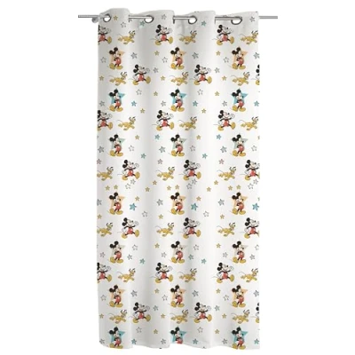 Image of Mickey Mouse Voile Curtain with Rings, Bedroom Curtain, Indoor 140 x 290 cm, Disney, Official Product, (Single Panel)