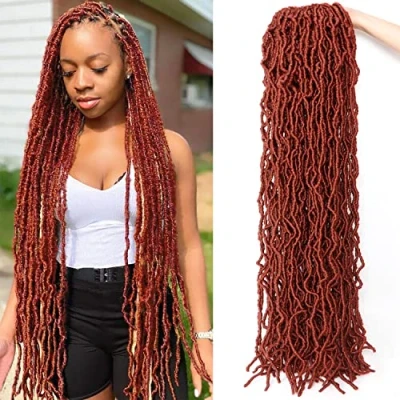 Image of Crochet Faux Locs Hair Extensions for Black Women Butterfly Soft Braids Goddess (36Inch(Pack of 7), 350)