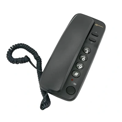 Image of Geemarc Marbella Gondola Style Corded Telephone with Large Buttons, Mute Function and Visual Ring Indicator Wall Mountable UK Version Black
