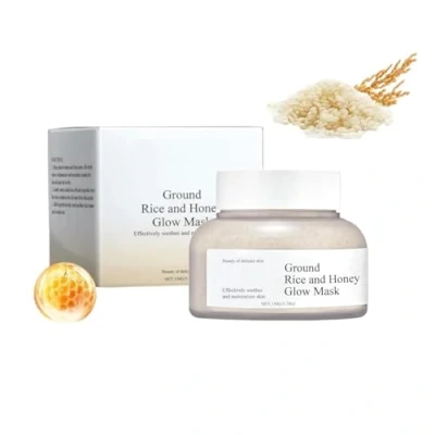 Image of Ground Rice And Honey Glow Mask, &amp; Wash Off Mask Pore Sebum Care, Exfoliating Mask,Smooth Skin, Moisturizing (1Bottle)