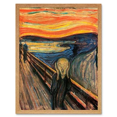 Image of Wee Blue Coo Edvard Munch The Scream Old Master Painting Art Print Framed Poster Wall Decor 12X16 Inch