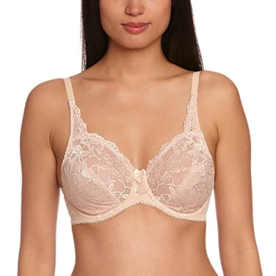 Image of Charnos Rosalind Bra 165010 Underwired Non Padded Full Cup Lace Secret Support, Brulee, 34G