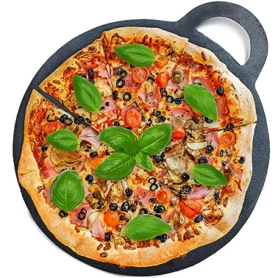 Image of Andrew James 30cm Pizza Stone Large Cast Iron Baking Ideal for Scones, and Bread Oven Use Non Stick Heavy Duty Traditional Hot Plate