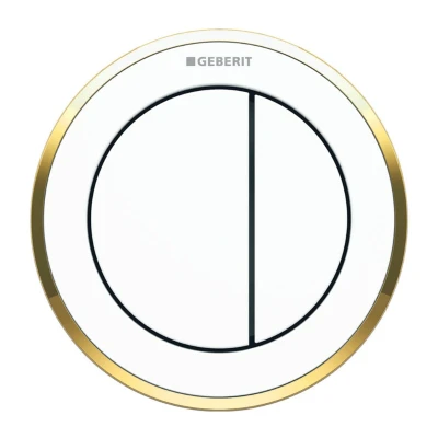 Image of Geberit Type 10 Pneumatic Dual Flush Button Furniture Actuator White / Gold (116.057.KK.1)