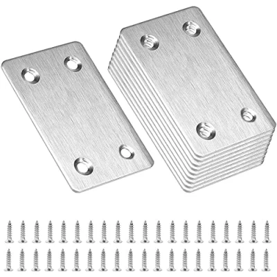 Image of ZHIQIN 10pcs 60 X 38mm Mending Plates Stainless Steel Straight Support Shelf Flat Bracket Furniture Repair Plate Fixing Joining with Holes