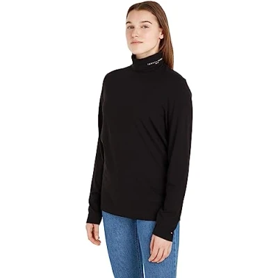 Image of Tommy Hilfiger Men&#039;s Long Sleeve T Shirt Turtleneck, Black (Black), M