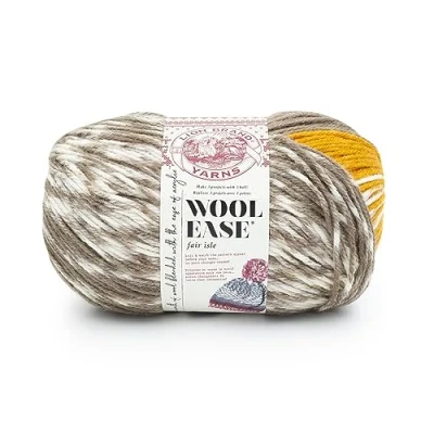 Image of Lion Brand Yarn Wool Ease Fair Isle Yarn, Golden/Taupe