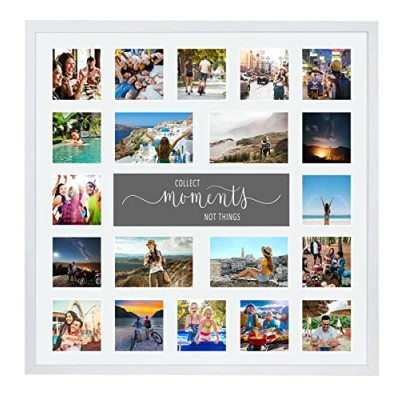 Image of Large Multi Aperture Picture Photo Collage Frame, Colours and Designs (Moments, White)