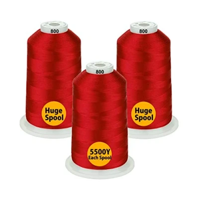 Image of Simthread All Purpose Polyester Embroidery Machine Thread Huge Spool 5000M 5500Y for Sewing Machines Red