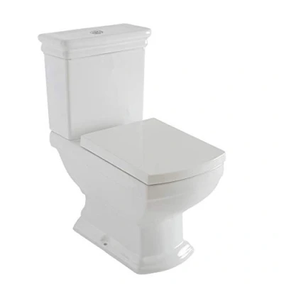 Image of Milano Sandringham Traditional White Close Coupled WC Toilet Soft Seat Chrome Flush Button