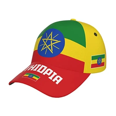 Image of 351 Women Men Baseball Cap Ethiopia Flag Cool Ethiopians Sun Hat Low Profile Adjustable Hip Hop for Summer Golf Outdoor