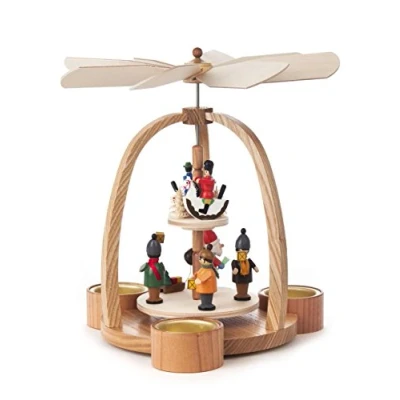 Image of DREGENO Seiffen pyramid with Santa, Wood, natural, 19 x 23 cm