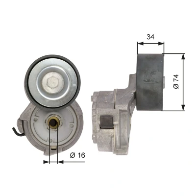 Image of 9062000270, 9062001470, 9062001770, 9062002070, 9902000170 Tensioner GATES T38559 Micro V ESTART
