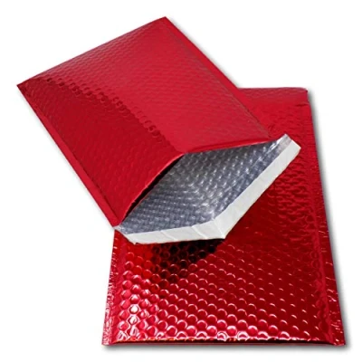 Image of EPOSGEAR 10 Red Shiny Metallic Foil Bubble Padded Bag Mailing Envelopes Perfect for Marketing, Promotions or and Alternative to Gift wrap (A4 / C4 324mm x 230mm)