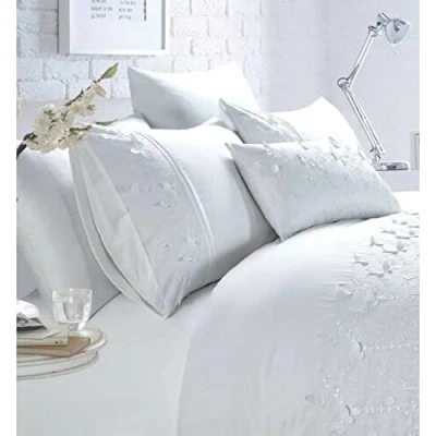 Image of Belle Maison Papillon Duvet Set, Polycotton, White, Single