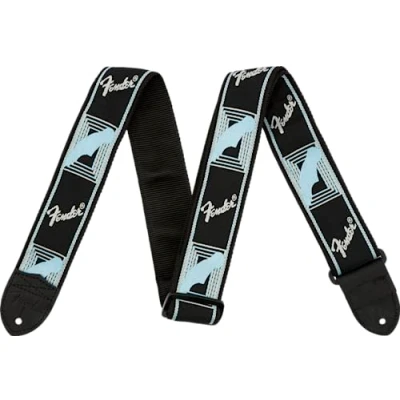 Image of Fender Guitar Strap Monogrammed 2&#039;&#039; Black / Light Grey Blue