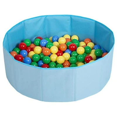 Image of Selonis Children Colourfull Foldable Ballpit with 100 Balls, Blue:Yellow/Green/Blue/Red/Orange