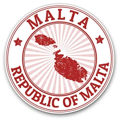 Image of Vinyl Stickers (Set of 2) 10cm Republic Malta Map Sign Decals for Laptops,Tablets,Luggage,Scrap Booking,Fridges, 4713