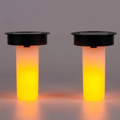 Image of Solar Lantern Waterproof Flame Lights Replacement Top Outdoor Atmosphere Decorative Candle Lighting for Garden Patio Camping Halloween Christmas Party (2pack) (3.3 Flame)