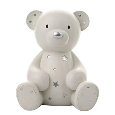 Image of Widdop White Teddy Bear Resin Money Box 20cm Baby Newborn Gift