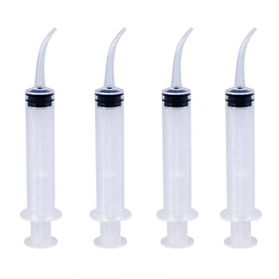 Image of ROSENICE Dental Syringe 4pcs Disposable Irrigation with Curved Tip for Care (As Shown)