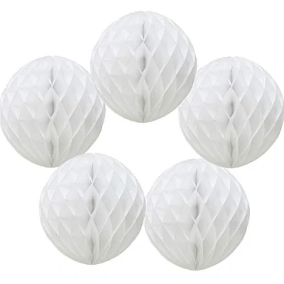 Image of 5 Pack Tissue Paper Honeycomb Balls Table Centrepiece Lantern Garland Wedding Decoration Ball white, 8&quot;(20cm)