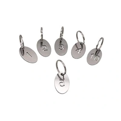 Image of NanTun 304 Stainless Steel Oval Key Tags with Ring 20 pcs, Hollowed Number ID Chain, Numbered Rings 1 to