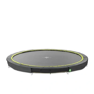 Image of EXIT Toys Silhouette Ground Sports Trampoline 14ft Big Inground Round for Outdoor 14 Years and Older Includes Feet Safety System Easy Access Great Jumping Power Black