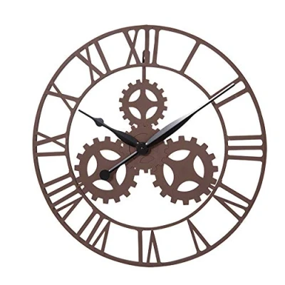 Image of KCT Home Large Vintage Gear Design Wall Clock Art Deco Steampunk Roman Numeral