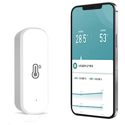 Image of 1Pc wifi Tuya Hygrometer thermometer Sensor, Indoor Outdoor Wireless Temperature Humidity Sensor Monitor With Smart Alerts, High Precision No Hub Required, Work Alexa