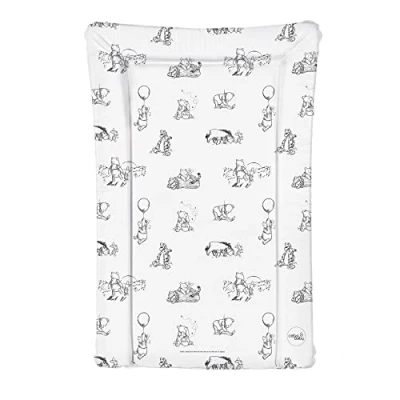 Image of Little Poppets Deluxe Unisex Baby Waterproof Changing Mat with Raised Edges Black &amp; White Winnie the Pooh, L