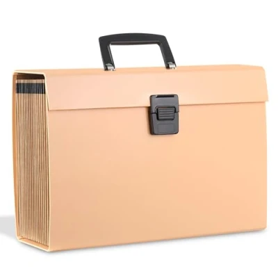 Image of ASAB Folder Organiser Large Capacity Expanding File with 8 Pockets Waterproof A4 Portable Paperwork Filing Storage Home Office School (Peach Fuzz)