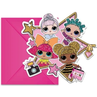 Image of Procos Folat 91045P L.O.L. Invitation Cards Set of 6, Flower, Multicoloured, One Size