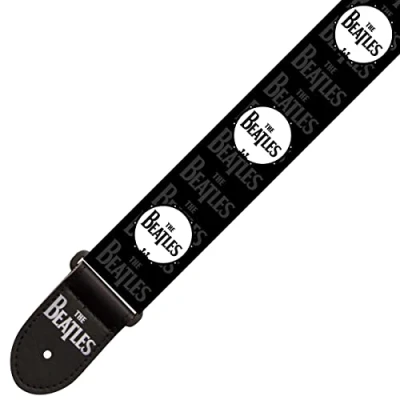 Image of The Beatles Guitar Strap Black Officially Licensed 2&quot; Polyester Adjustable Vegan Friendly &amp; Durable Design 63 Long