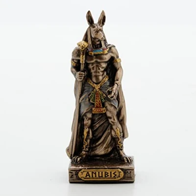 Image of Veronese Design 3 3/8 Inch Anubis Egyptian God of The Dead Resin Miniature Hand Painted Bronze Finish Figurine