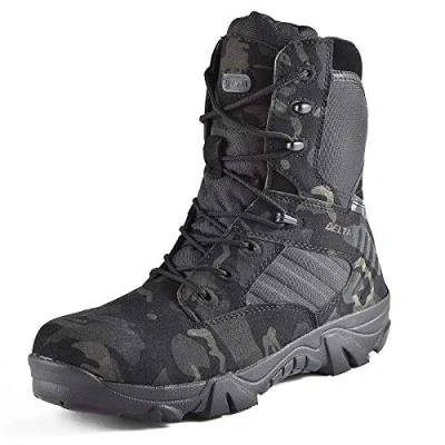 Image of LiliChan Men&#039;s Tactical Boots Delta Side Zip Military Work 8 Inch Army Shoes (CP BLACK, 10 UK)