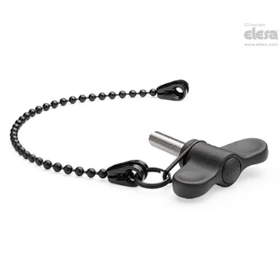 Image of ELESA EWN LP Wing nuts with retaining chain technopolymer Stainless steel threaded stud EWN.63 SST p M10x40 C1