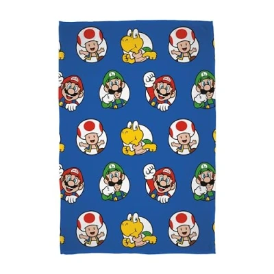 Image of Character World Nintendo Officially Licensed Super Mario Fleece Blanket Soft Warm Throw, Circles Gaming Design Brands Perfect For The Bedroom, Camping &amp; Sleepovers
