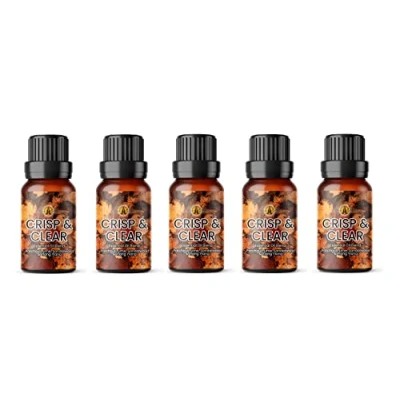 Image of Aroma Energy Crisp &amp; Clear Essential Oil Blend 50ml (5 x 10ml Bottles) Contains Patchouli, Lime, Sandalwood Ylang 100% Pure Natural