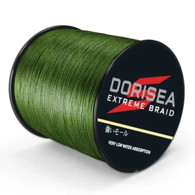 Image of DORISEA Extreme Braid 100% Pe Braided Fishing Line 6 300Lb Test Wire 100m/109Yards String Abrasion Resistant Incredible Superline Zero Stretch Small Diameter (Army Green, 50lb/0.36mm)
