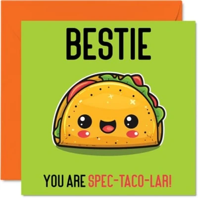 Image of Birthday Cards for Bestie Spec Taco lar Funny Happy Card Best Friend from Friends, Bestfriend Gifts, 145mm x Joke Greeting Women Men