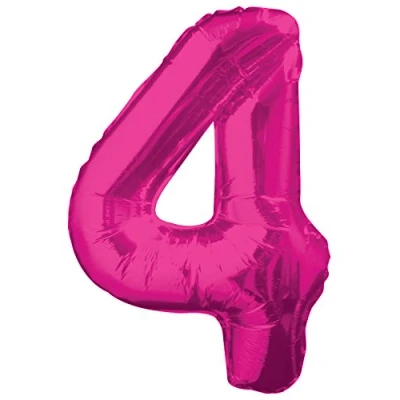 Image of Pink Number 4 Shaped Large Foil Balloon (86cm) 1 Piece Perfect for Birthday Parties and Special Events
