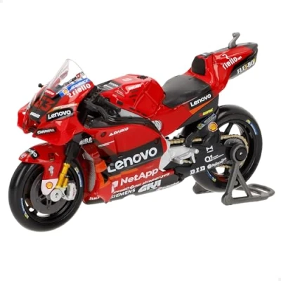 Image of Maisto M36391B Ducati Lenovo (#63 BAGNAIA) 2022 Motorbike 1:18 Scale Incredibly Detailed Die Cast Replica Collectible Motorcycle Model Car, Red