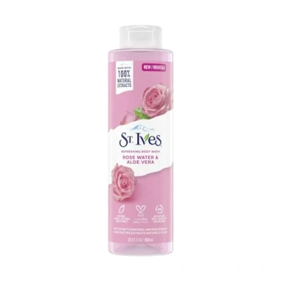 Image of St. Ives Body Wash (650ml) Refreshing Cleanser Rose Water &amp; Aloe Vera Made with Plant Based Cleansers 100% Natural Extracts 16 oz Shower Gel