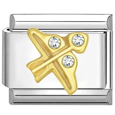 Image of Quiges 9mm Italian Style Charm Link Module Stainless Steel Zirconia Horoscope Sagittarius for Bracelets