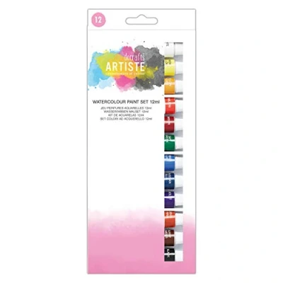 Image of Artiste Watercolour Paint Set, Pack of 12, Multicoloured, 12ml, Ideal Art Supplies for Adults and Kids, The Perfect Set Home, Combine with Brush Palette