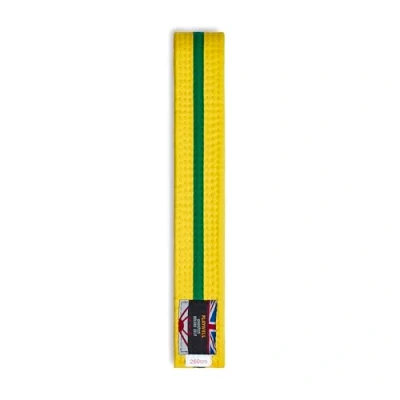 Image of Playwell Martial Arts Cotton Striped Coloured Grading Belt Yellow With Green Stripe (320cm)