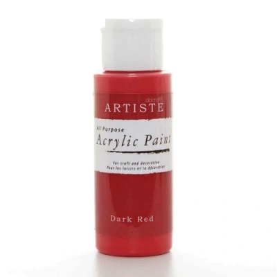 Image of Artiste Acrylic Paint 59ml 2Oz Dark Red, Quick Drying Professional Art, Craft and Hobby Artists Paint, Vibrant Colour, Water Based Paints Cover All Surfaces with Ease, Ideal for Travel