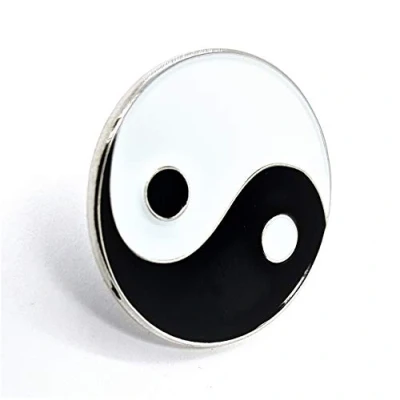 Image of Metal Enamel (22mm) Pin Badge Brooch Yin Yang (Taiji Taijitu)(Yingyang Ying Yang)