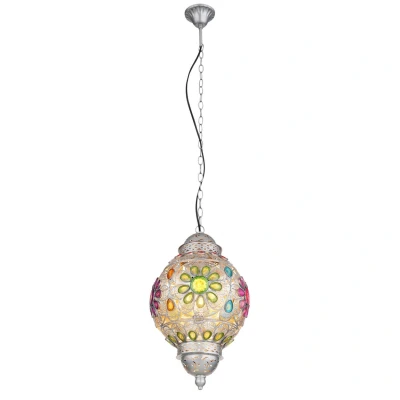 Image of Gelasius Pendant Ceiling Light Silver Colored 1x E27